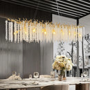 Axyaa Chrome Crystal LED Pendant Lights for Dining Living Kitchen Bedroom Chandeliers