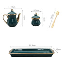 Gold Plated Porcelain Spice Jar Set with Tray - Axyaa Luxe Kitchen Collection