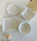 Axyaa 6-Inch Bone Dessert Plate Set - White Ceramic Vegetable Cake Serving Tray
