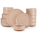 Axyaa Sesame Glaze Stoneware Dinnerware Set - 12/24 Pcs Plates Set