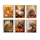 Axyaa Autumn Country Wall Art: Retro Pumpkin & Rooster Canvas Prints for Modern Living Room