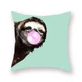 Floral Animal Painting Pillowcase Pink Cat Dog Llama Sofa Cushion Cover Home Decor