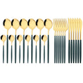 Axyaa Pink Gold Stainless Steel Cutlery Set - 24Pcs Mirror Dinnerware Flatware