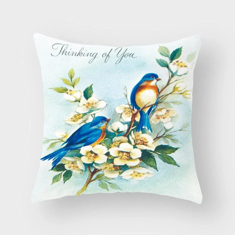 Axyaa Bird Flower Pillow Case 45*45cm Home Decoration Pillowcase