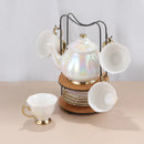 Axya Golden Coffee Pot & Cups Saucer Set - Luxury Ceramic Tea Set