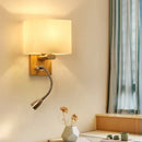 Axyaa Wood Iron LED Wall Lamp with Linen Lampshade for Bedroom and Aisle Lighting