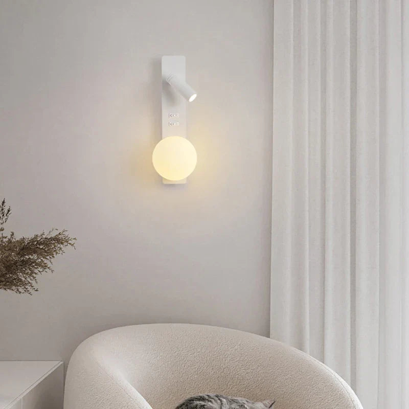 Axyaa White Acrylic Ball Wall Light Bedroom Reading Lamp