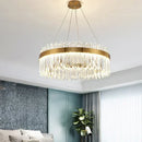 Axyaa Gold Crystal Pendant Chandelier for Living Room Dining Kitchen Indoor Lighting