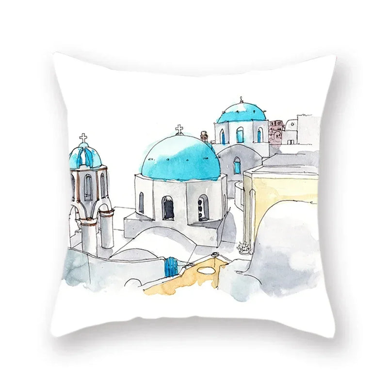 Axyaa World Buildings Printed Cushion Covers