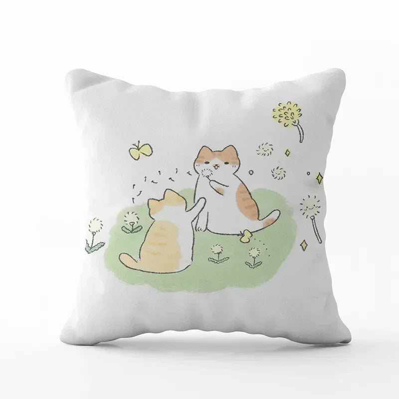 Cute Cat Pillowcase by Axyaa: Modern Simple Design for Home Decor - Square Pillow Cover