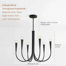 Axyaa Iron Black Pendant Light LED Chandelier Luxury Ceiling Lamp Luxe Bedroom Decor