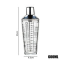 Axyaa Glass Cocktail Shaker 400/600ml Mixer Bar Tool with Scales for Drinks