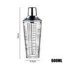 Axyaa Glass Cocktail Shaker 400/600ml Mixer Bar Tool with Scales for Drinks