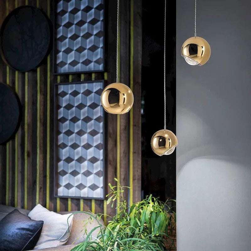 Axyaa Spider Pendant Lamp LED Gold Chrome Ball Light
