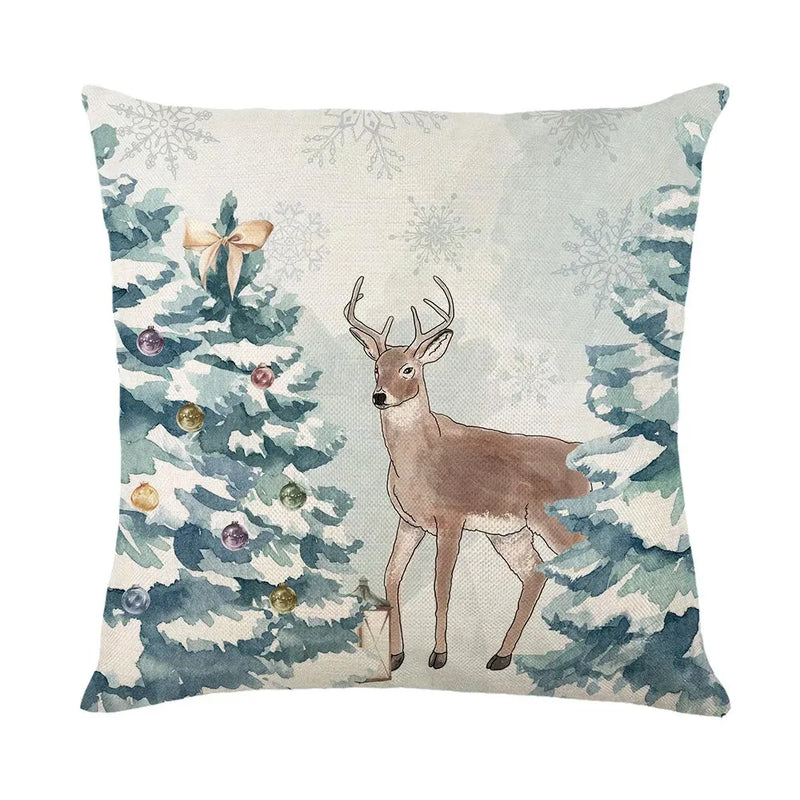 Merry Christmas Pillow Cover Set with Festive Prints - Axyaa