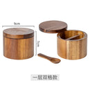 Axyaa Wooden Salt Cellar with Spoon and Swivel Lid