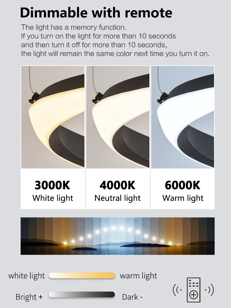 Axyaa Nordic Pendant Chandelier Ring Lamp for Modern Dining Room and Bedroom