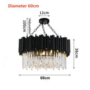 Axyaa Luxury LED Crystal Chandelier for Living & Dining Room - Black Tube Design