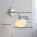 Axyaa White Glass LED Wall Light - Nordic Modern Adjustable Arm Bedside Lamp