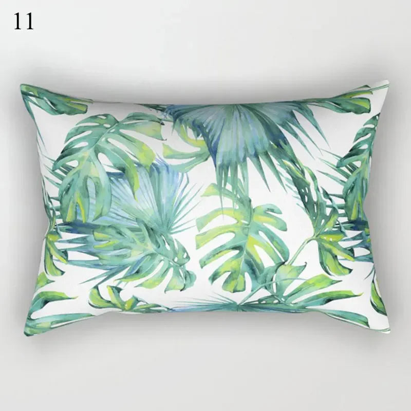 Tropical Green Plant Decor Throw Pillow Cover by Axyaa for Modern Bohemian Style