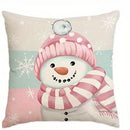 Axyaa Snowman & Santa Pillows Pattern Cushion Cover for Sofa, Bedroom, Car