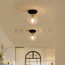 Axyaa Walnut Wood Glass LED Ceiling Light Fixture for Modern Spaces