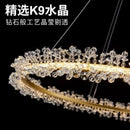Axyaa Crystal Dimmable Pendant Light: Modern Lustre Circle Hanging Lamp, Gold Finish.