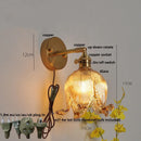 Axyaa Vintage Blue Glass LED Wall Lamp with Pull Chain Switch