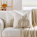 Axyaa Chenille Plush Pumpkin Embroidered Cushion Cover for Home Decor
