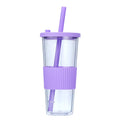 Axyaa Double-layer Plastic Straw Cup with Sleeve - Portable, Reusable, and Stylish