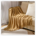 Axyaa Textile City Knitted Throw: Nordic Chunky Plaid Bedspread for Winter