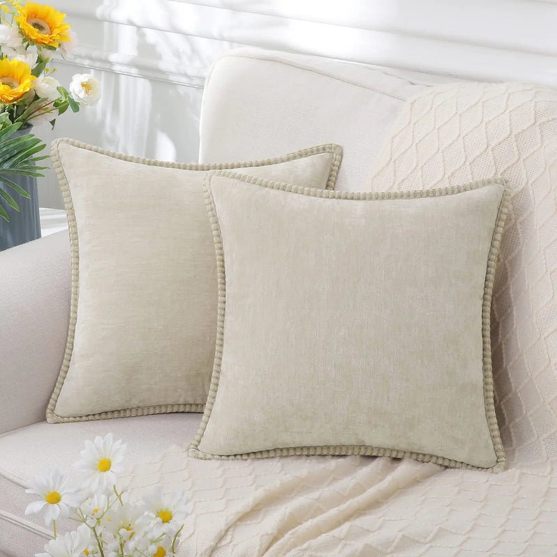 Axyaa Chenille Cushion Cover: Cozy Sofa Bed Decor Pillowcase, 45x45 & 50x50cm
