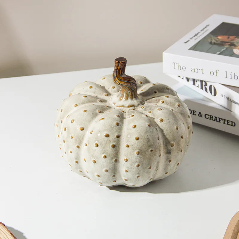 Axya Ceramic Pumpkin Ornament Handmade Sculpture Home Decoration