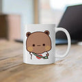 Axyaa Cute Cat Peach Goma Coffee Tea Mug | Ceramic Funny Animal Breakfast Cup