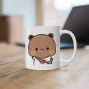 Axyaa Cute Cat Peach Goma Coffee Tea Mug | Ceramic Funny Animal Breakfast Cup
