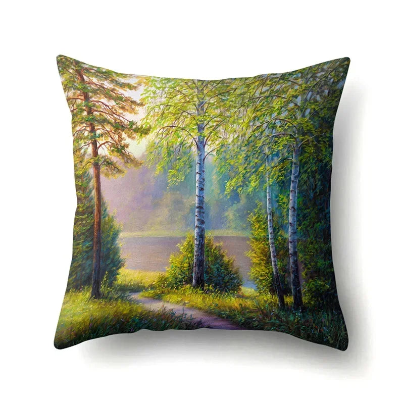 Axyaa Snowflake Christmas Cushion Cover 45*45cm - Four Seasons Scenery Decoration Pillow Case