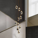 Axyaa Crystal Stair Chandelier: Modern LED Ceiling Light for Living Room