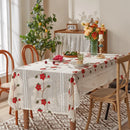 Axyaa Holiday Party Tablecloth Santa Claus Flower Print for New Year Christmas Décor