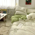 Axyaa Cute Bear & Sheep Embroidery Bedding Set | Soft Skin-Friendly Duvet Cover Set