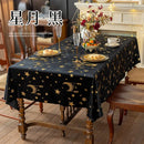 Axyaa Black Golden Moon Coffee Tablecloth Festival Home Fabric