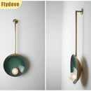 Axyaa Iron Disc Wall Lamp with Glass Ball in Retro Style
