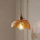 Axyaa Amber Glass Pendant Light Brass Vintage Adjustable Hanging Lamp