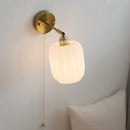 Axyaa White Glass LED Wall Light with Pull Chain Switch & Copper Base
