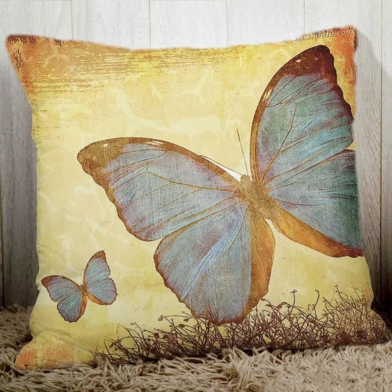 Axyaa Butterfly Printed Couch Cushion Cover 45x45cm Home Decor Pillowcase