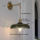 Axyaa Amber Vintage LED Wall Light Glass Copper Pull Chain Switch Bedside Lamp