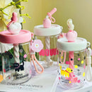 Axyaa Cat Design Straw Water Cup for Kids - Portable & Durable Plastic Bottle