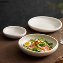 Axyaa White Ceramic Deep Salad Dessert Plate Set