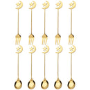 Axyaa Gold Star Moon Dinnerware Set - Stainless Steel, Eid Mubarak Ramadan Muslim Party