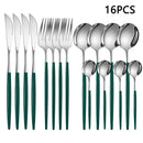 Axyaa 16-Piece Stainless Steel Tableware Set for Home, Hotel, and Restaurant