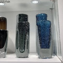 Axyaa Deep Sea Blue Bubble Glass Vase Flower Pot Home Decor